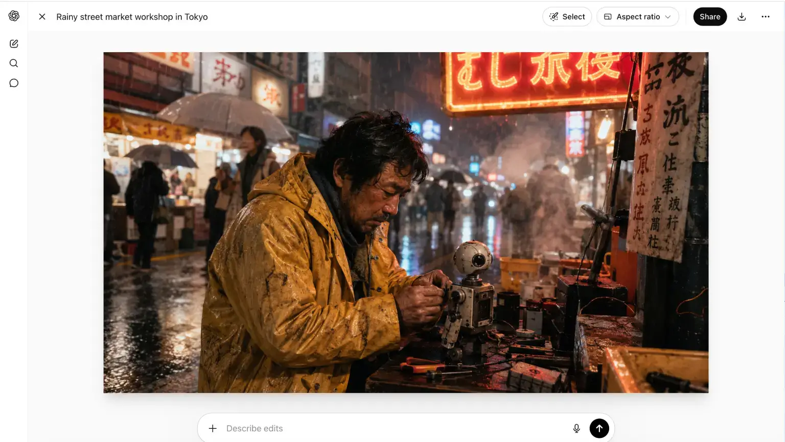 ChatGPT image generation interface
