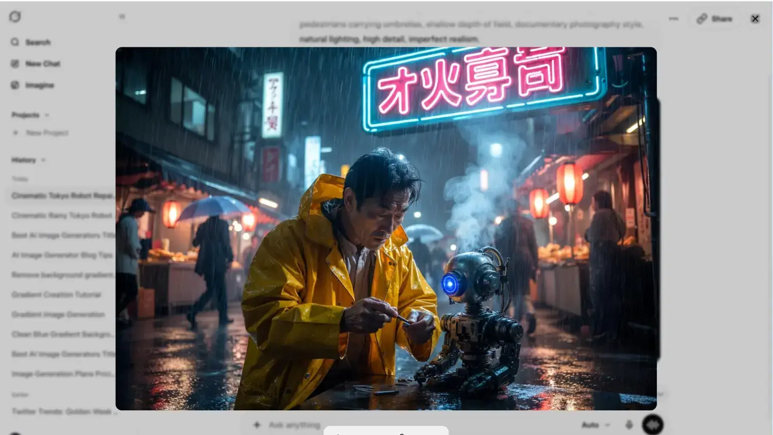 Grok image generation interface