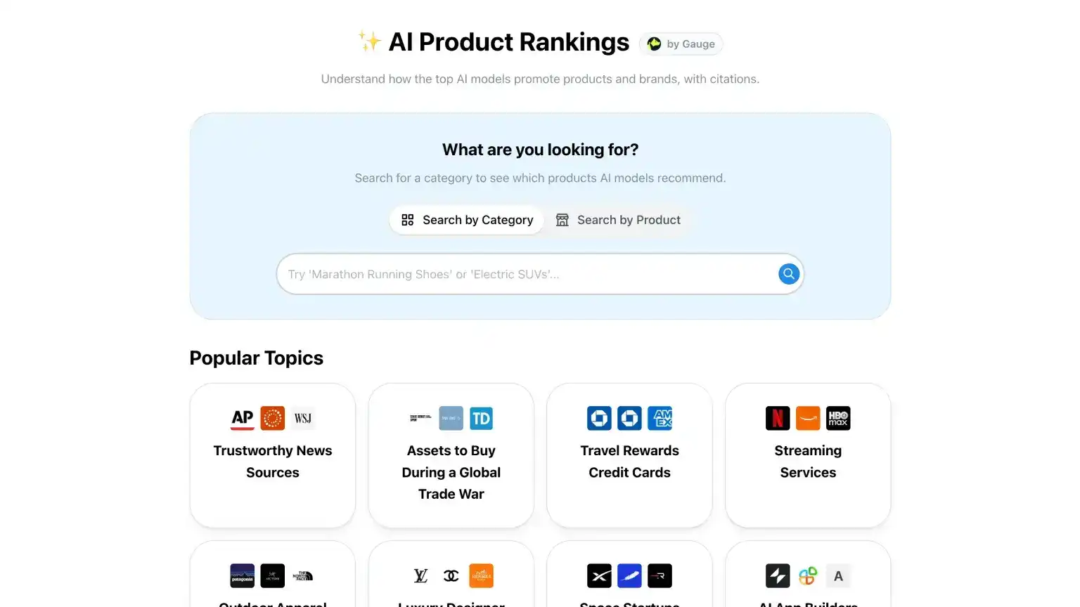 ProductRank.ai landing page promoting free AI visibility checks and how the product evaluates brand presence in AI answers